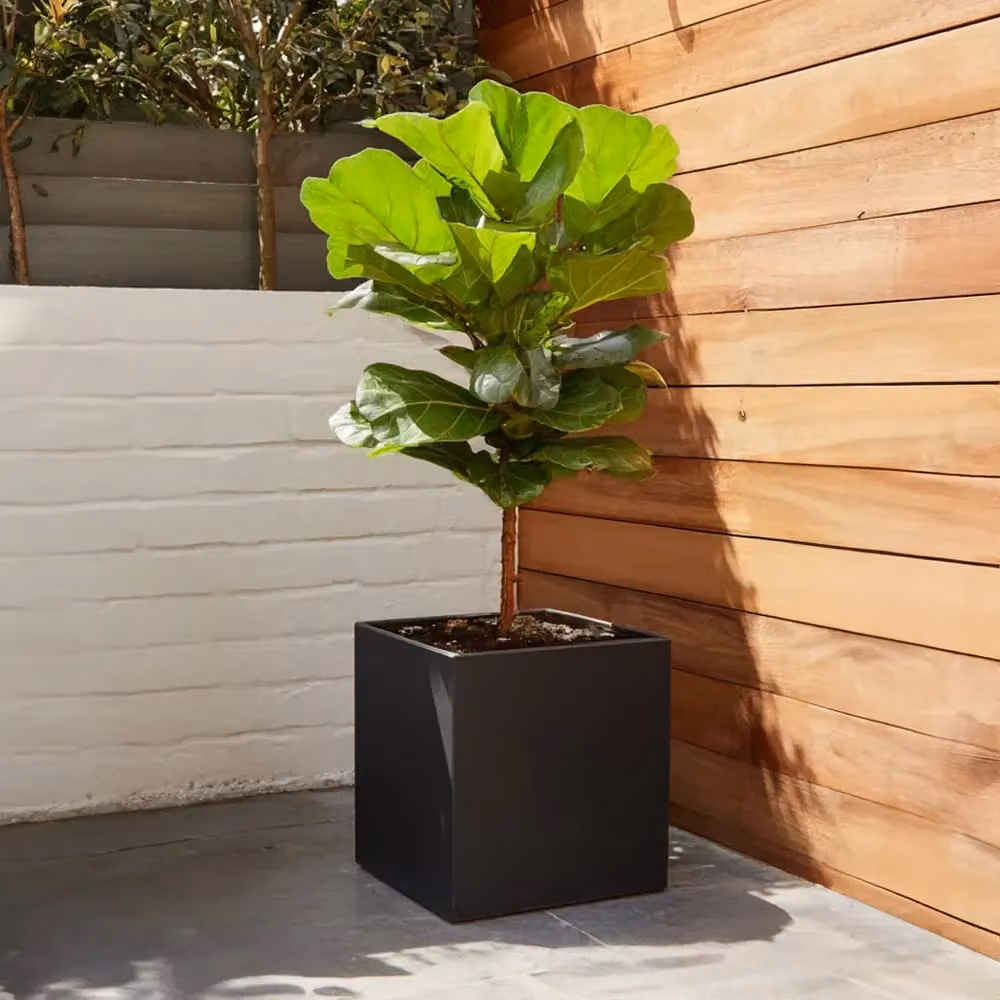 Access Garden Products Matte Black Square Galvanised Steel Planter Tub, 30 cm – 5