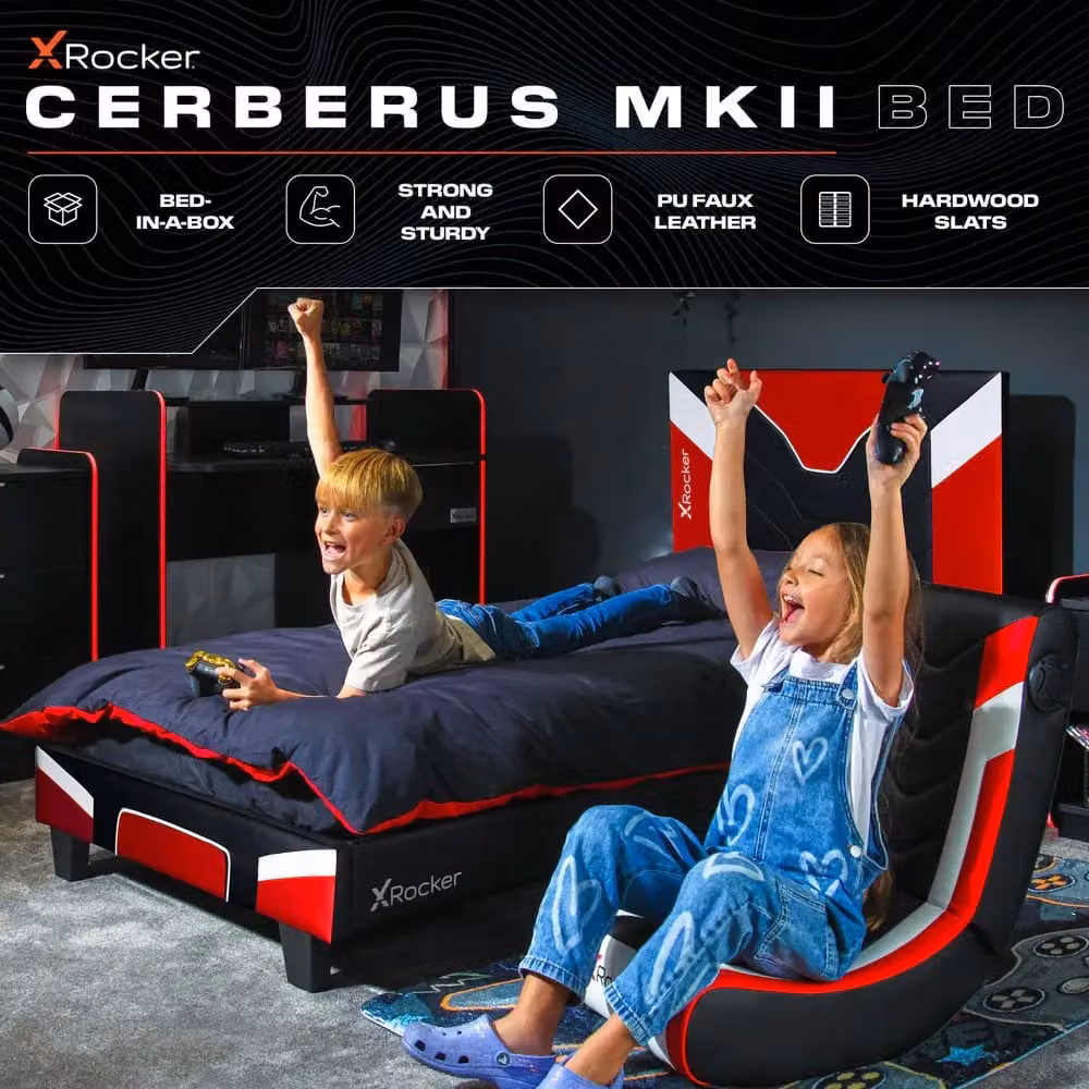 X Rocker Cerberus Gaming Bed for Kids and Teens in Red with Foam Mattress, W/D/H: 140 x 200 cm – 2