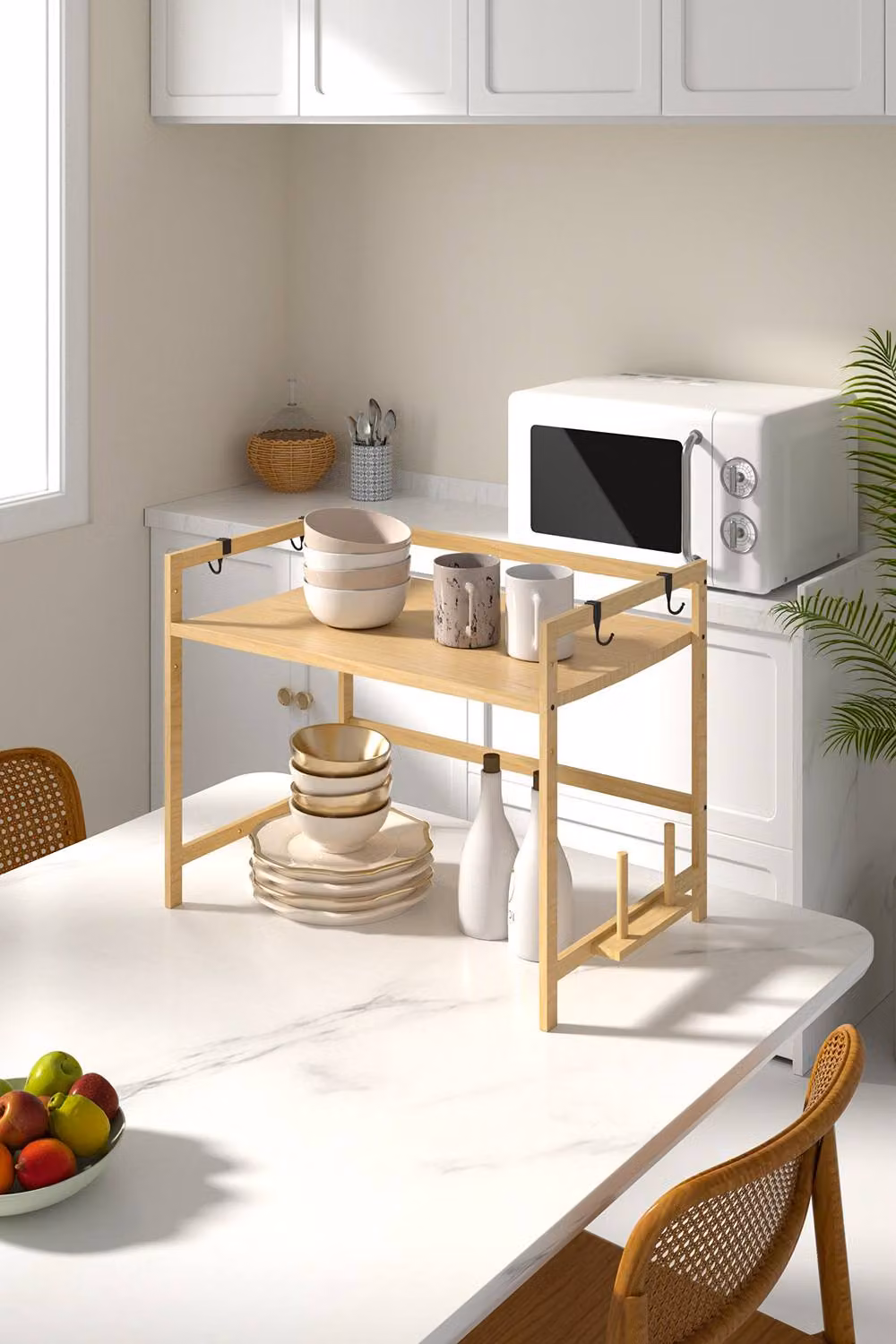 Garden Sanctuary Natural Bamboo Free Standing Kitchen Storage Shelf and Spice Rack – 2