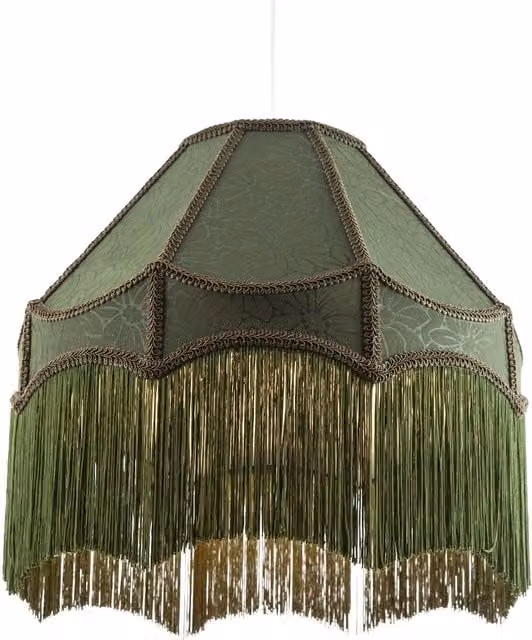 Happy Homewares Classic Forest Green Floral Jacquard Victorian Empire Pendant Shade, Diameter: 40.64 cm