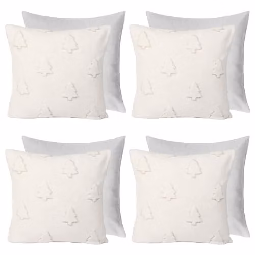 OHS 4 Pack Tufted Winter Tree Sherpa Cushion Covers, Cream, W/D/H: 45 x 45 x 45 cm – 1