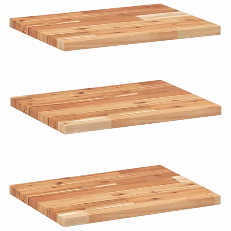Berkfield Home Set of 3 Floating Acacia Wood Shelves, Brown Oil Finish, W: 40 cm, D: 30 cm, H: 2 cm