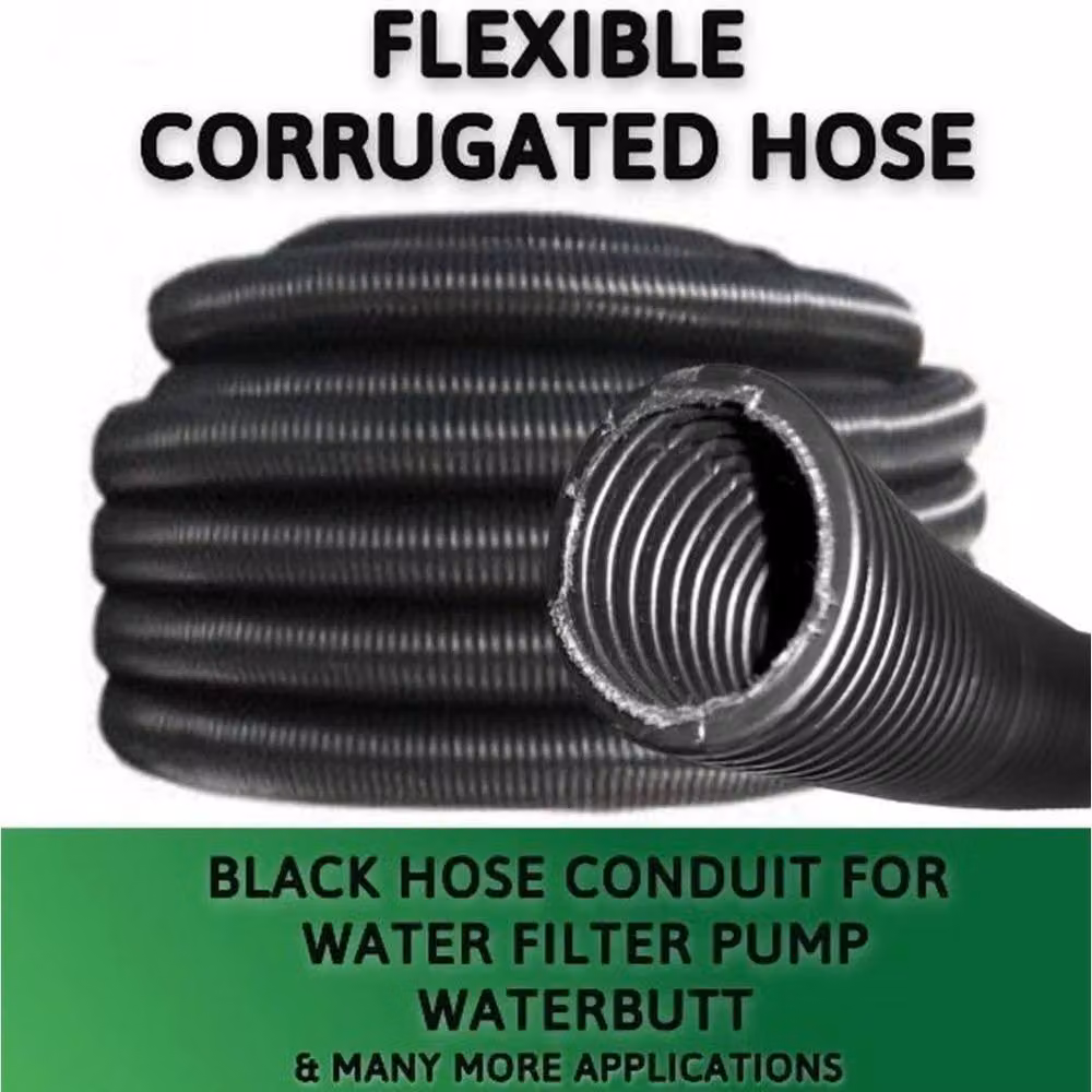 FLAVORA Flexible Water Butt Connection Hose, Black, 25mm – 5