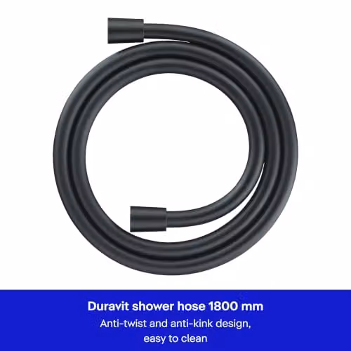 Duravit Universal Shower Hose in Black Matt with Anti-Twist and Kink Protection, Length: 1.8 m – 2