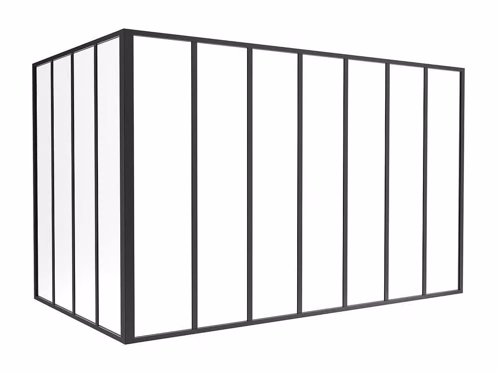 Vente-unique Corner Studio Glass Panelling in Powder-Coated Aluminium, Black, H: 210 cm, W: 120 cm – 2