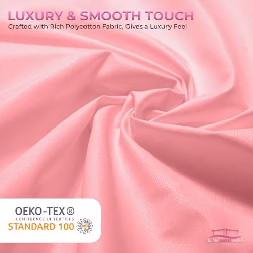 Home Sweet Home UK Plain Dyed Polycotton Duvet Cover and Pillowcase Set, Pink, King Size, W/D/H: 240 x 220 cm with 48 x 74 cm Pillowcases – 3