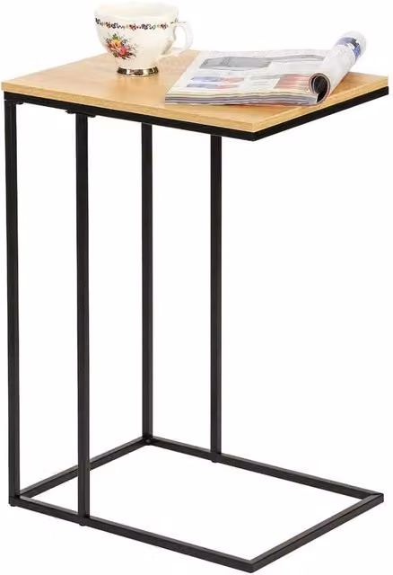 KORVIXA C Shaped Oak Side Table and Sofa End Table in Brown, W/D/H: 100 x 100 x 59 cm – 1