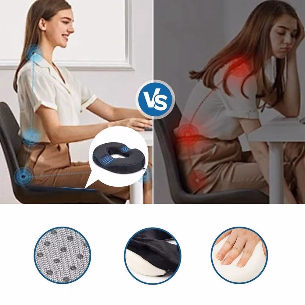 NESTLUNE Donut Pillow Cushion for Tailbone Pain Relief in Black, W/D/H: 100 x 190 cm – 3