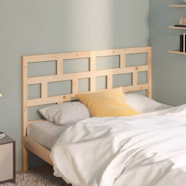 Berkfield Home Beautiful Bed Headboard in Light Brown Solid Pine Wood, W: 126 cm, D: 4 cm, H: 100 cm