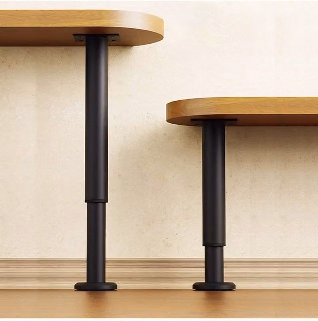H&O Direct Set of 4 Adjustable Black Metal Furniture Legs for Cabinet and Table Replacement
