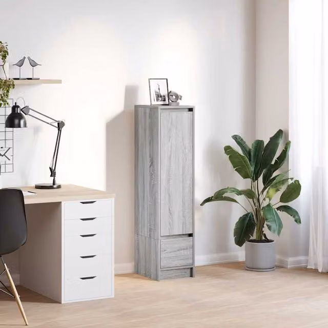 Berkfield Home Grey Sonoma Highboard in MDF, W/D/H: 29.5 x 34 x 119.5 cm