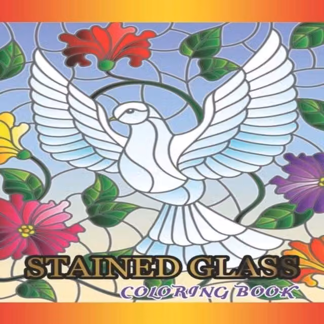 Illustrashop Stained Glass Colouring Book with Assorted Bird Designs in Multicolour