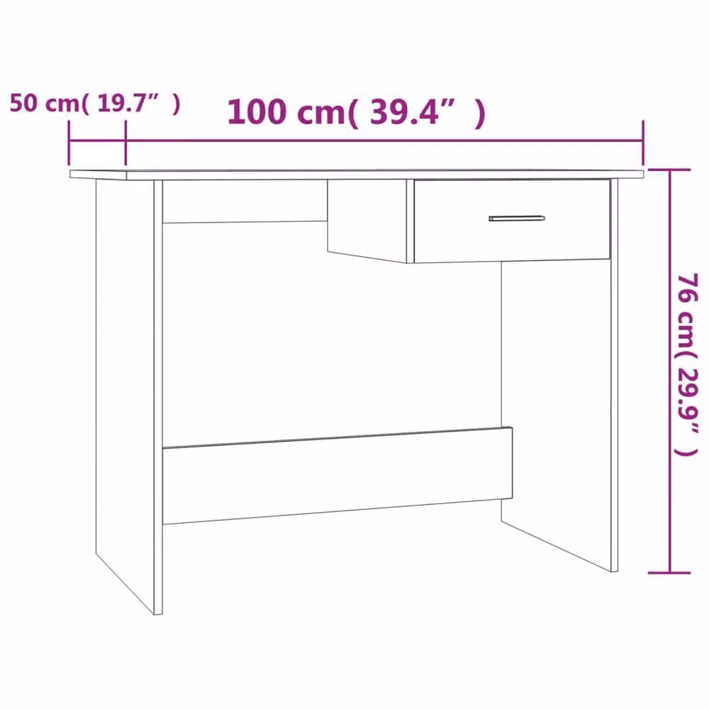 Berkfield Home Computer Desk in Smoked Oak Brown, W/D/H: 100 x 50 x 76 cm – 5