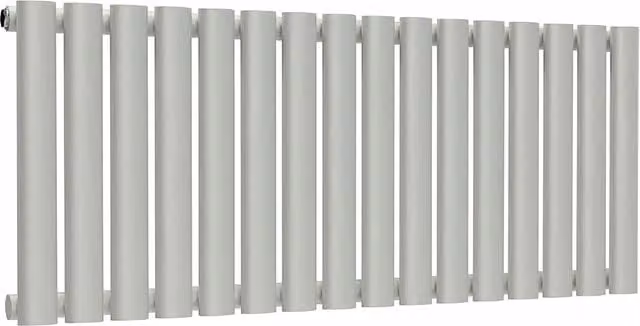 Lux Heat Oval Horizontal Steel Radiator in Grey, W: 96.0 cm, H: 40.0 cm