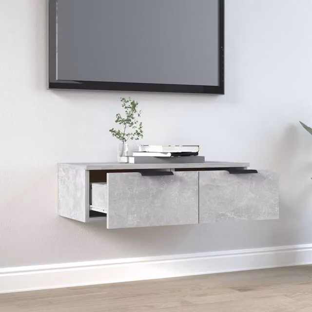 Berkfield Home Wall Mounted Cabinet in Concrete Grey, W/D/H: 68 x 30 x 20 cm