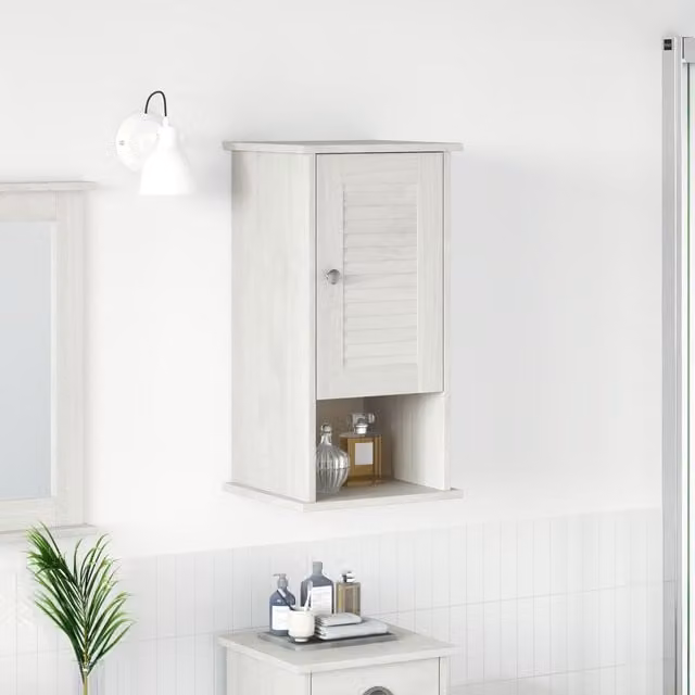 Berkfield Home White Solid Pine Wood Storage Cabinet with Hinged Doors and Internal Shelves