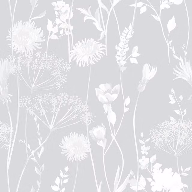 Catherine Lansfield Meadowsweet Floral Botanical Wallpaper in Grey