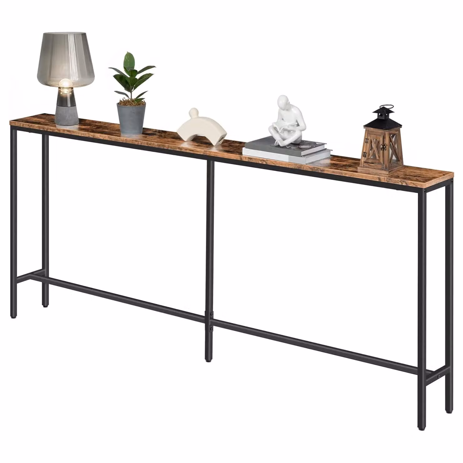 Rafaelo Mobilia Industrial Narrow and Slim Console Table for Hallway, Brown – 2