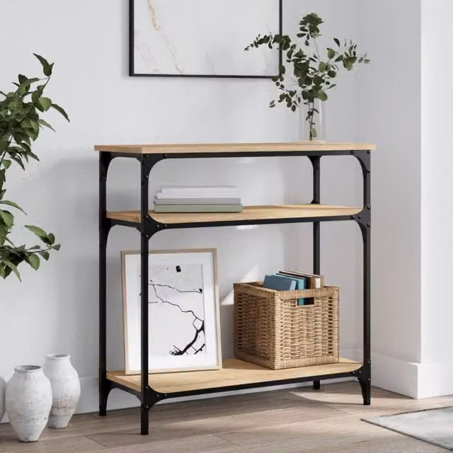 Berkfield Home Sonoma Oak Console Table in Brown, W/D/H: 75 x 29 x 75 cm – 1