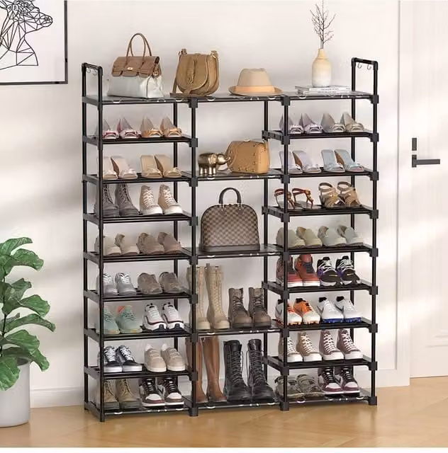 Living and Home 9-Tier Metal Open-Style Shoe Rack in Black – 1