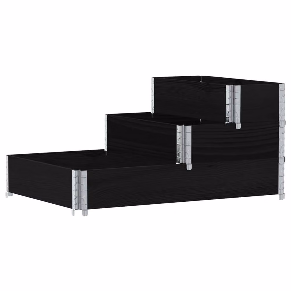 Berkfield Home 3-Tier Raised Bed in Black Solid Wood and Galvanised Steel, W: 120 cm, D: 80 cm, H: 60.5 cm – 5