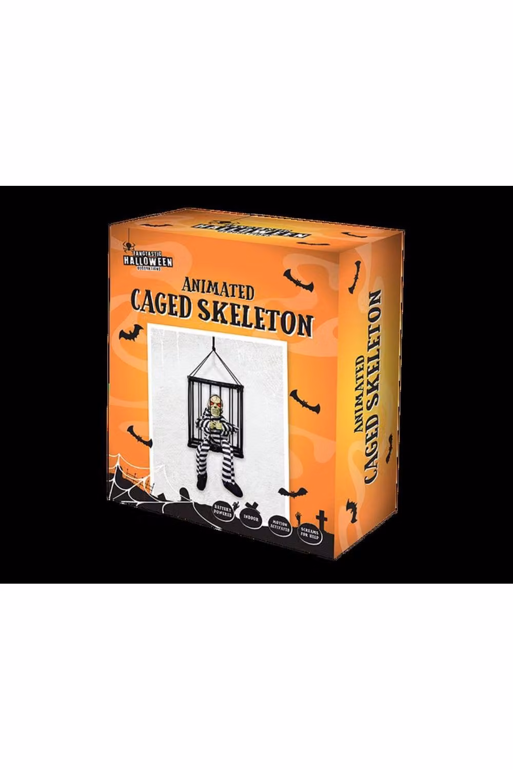 KDMD Orange Caged Skeleton Animated Prisoner Halloween Decoration – 2