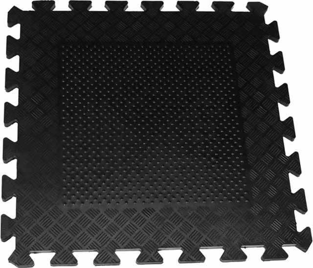Actiasmat Heavy Duty Interlocking Rubber Gym Mats, Black, Set of 4, W/D/H: 50 x 50 x 1.2 cm – 1