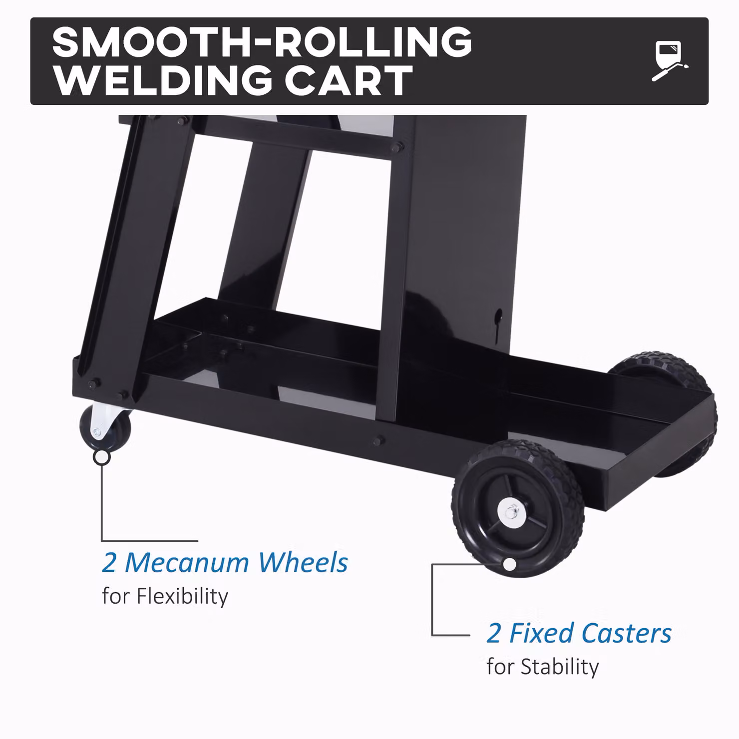 DURHAND Black Steel Welding Trolley Cart with Gas Bottle Storage and Wheels – 7