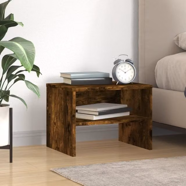 Berkfield Home Bedside Cabinet in Smoked Oak Brown, W/D/H: 40 x 30 x 30 cm – 1