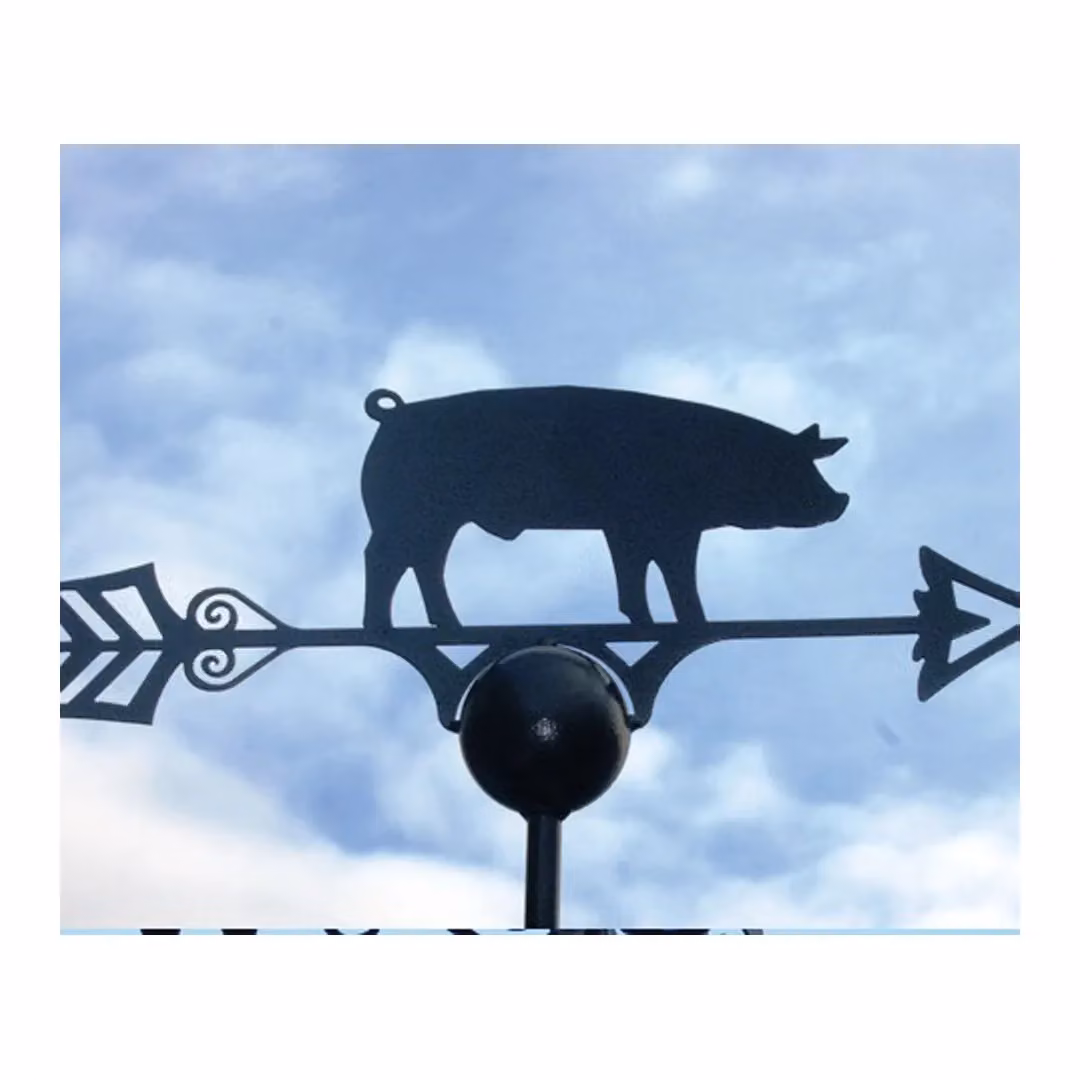 Poppyforge Pig Weathervane in Black Steel, W61 x H88 cm – 2