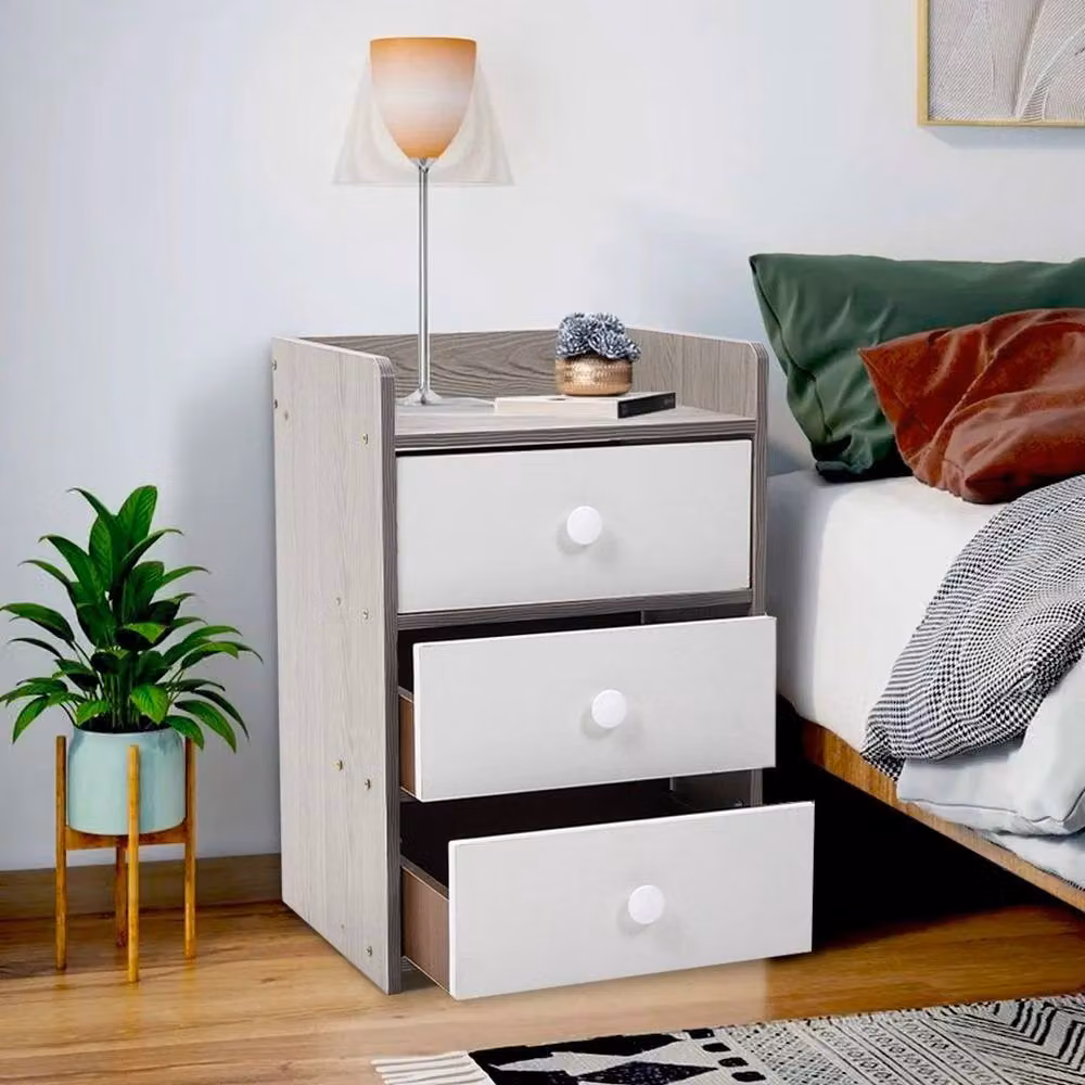 FORGEVIO Classic 3 Drawer Bedside Cabinet in Grey – 2
