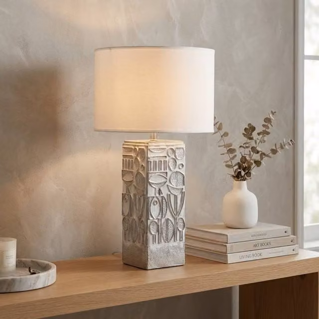 Garden Greatness Heiro Natural Ceramic Table Lamp in Beige