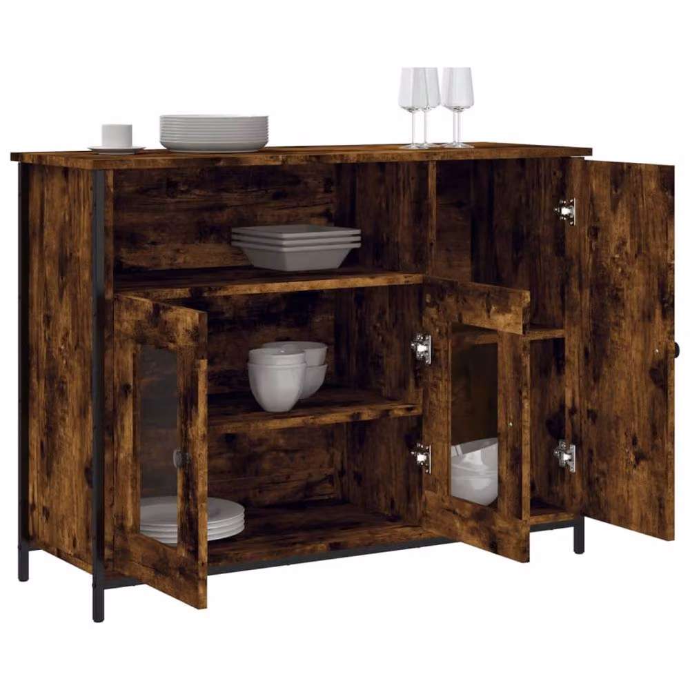 Berkfield Home Smoked Oak Sideboard in Brown, W/D/H: 100 x 35 x 75 cm – 3