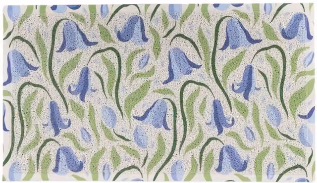 Artsy Mats Blue Floral Pattern Non-Slip Indoor Outdoor Doormat in Blue