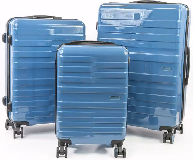 Pierre Cardin Provence 3-Piece Lightweight Hardshell Luggage Set with 8 Wheels and TSA Lock in Blue