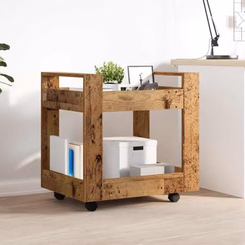 vidaXL Modern Desk Trolley in Old Wood Brown, W/D/H: 60 x 45 x 60 cm – 2