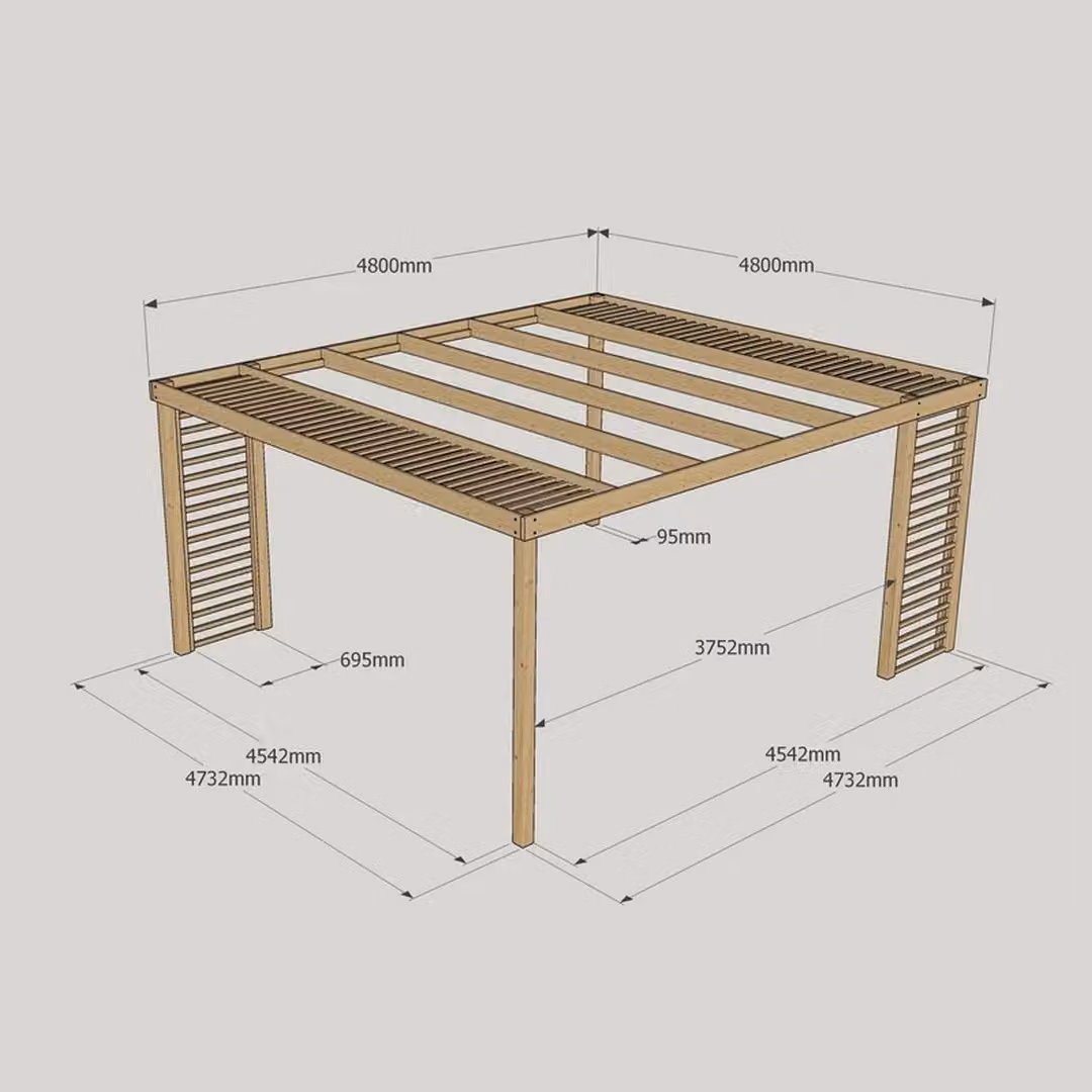 Rutland County Garden Furniture Ltd Wood Panel Pergola in Brown and Green, W: 480 cm, D: 480 cm, H: 230 cm – 4