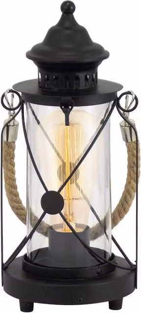 Eglo Bradford Black Metal and Transparent Glass Cylinder Table Lamp – 1