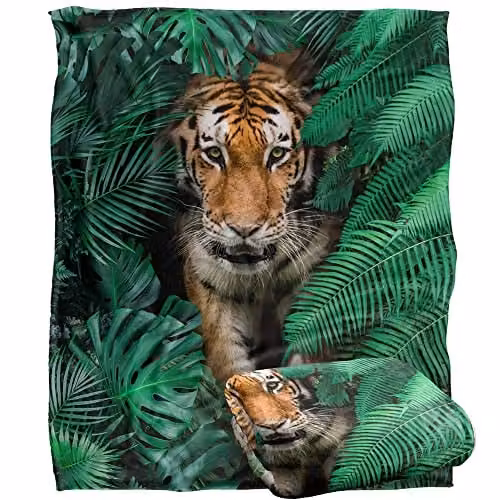 Reinders Jungle Tiger Silky Touch Super Soft Fleece Throw Blanket, Multicolour, W/D: 152 x 127 cm – 1