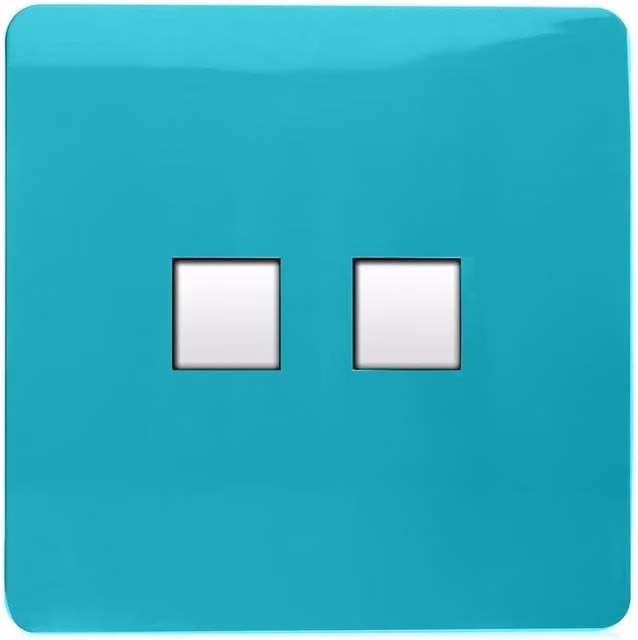 Trendi Switch 2 Gang RJ45 Cat 5e Ethernet Socket in Bright Teal – 1