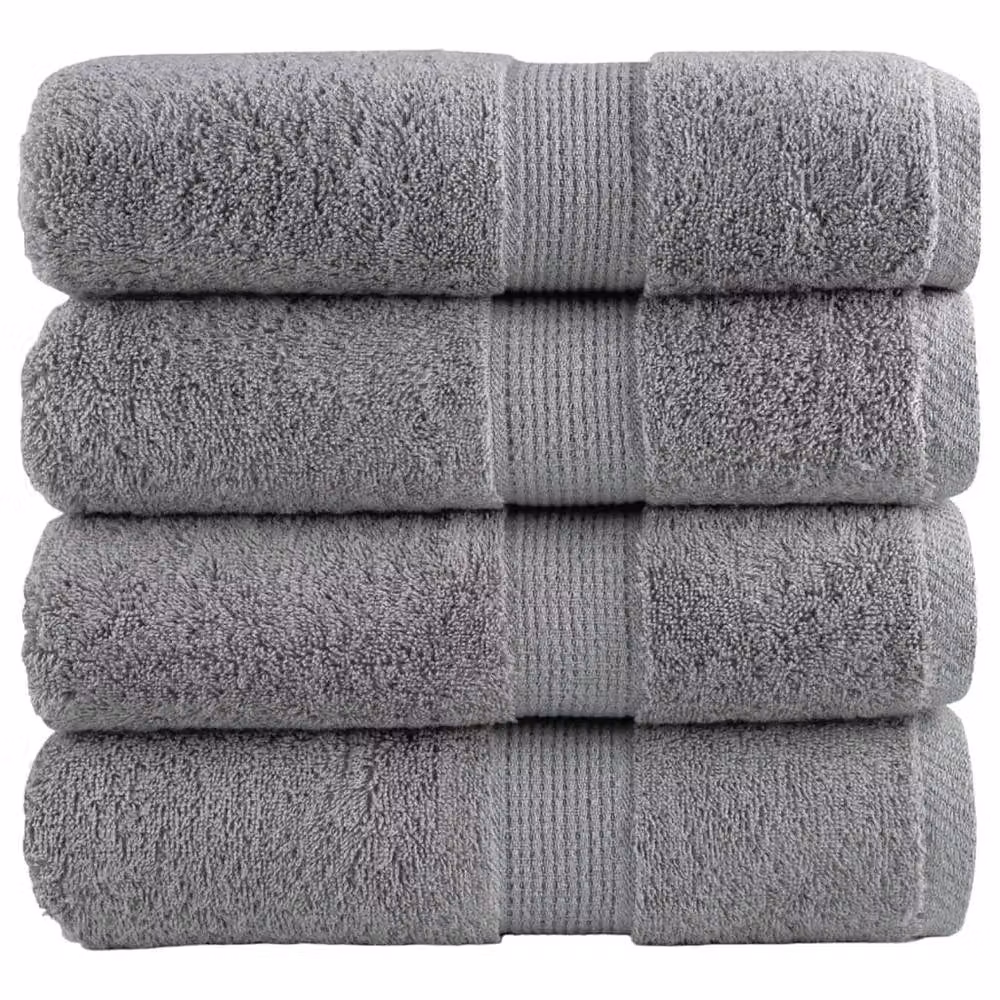 Berkfield Home SOLUND Premium Cotton Terry Guest Towels, Grey, 4 Pack, W: 30 cm x H: 50 cm, 600gsm – 2