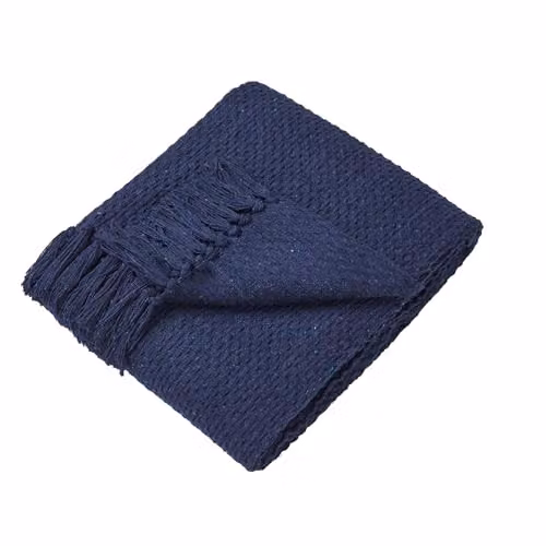 Drift Home Hayden Woven Textured Throw in Blue, W/D/H: 200 x 200 x 1 cm – 2