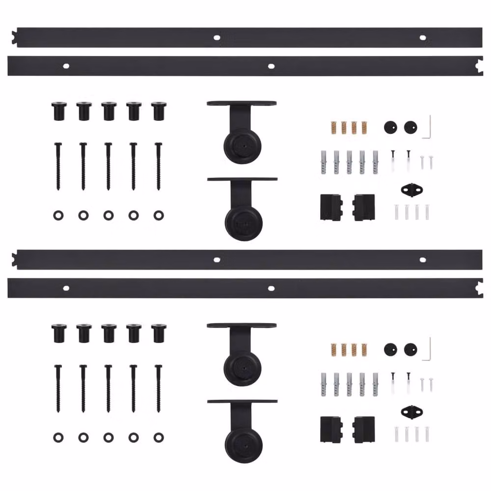 Berkfield Home Sliding Door Hardware Kit, 2 Piece Black Steel, 200 cm – 3