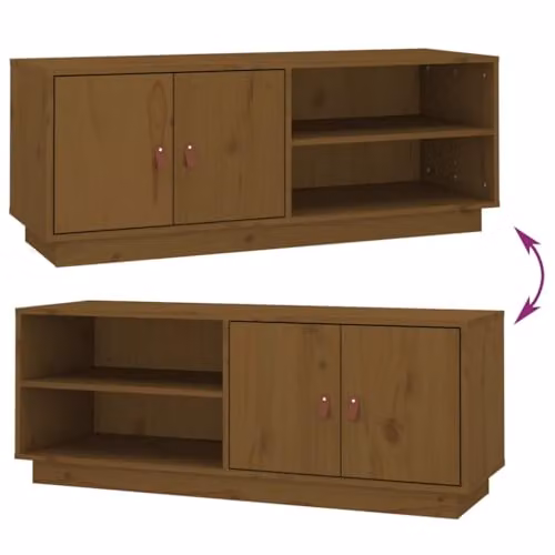 vidaXL Scandinavian TV Cabinet in Brown Solid Pine Wood, W/D/H: 105 x 34 x 40 cm – 6