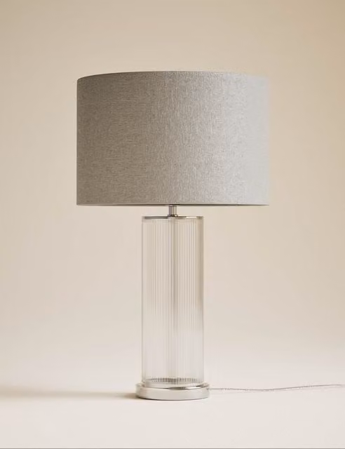 M&S Monroe Modern Table Lamp in Silver and Grey