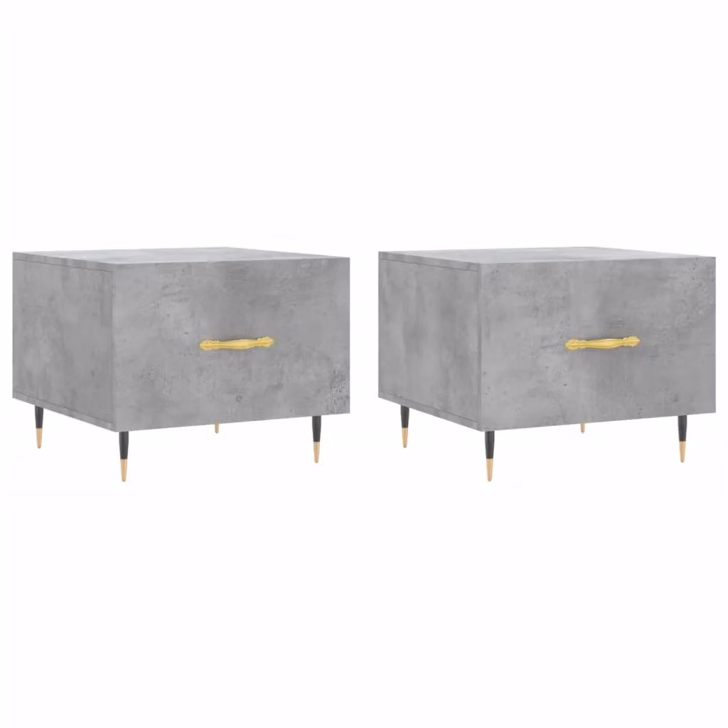 Berkfield Home Set of 2 Square Coffee Tables in Concrete Grey, W/D/H: 50 x 50 x 40 cm