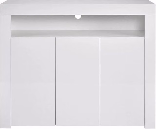 PAWNORA Modern White Glossy 3 Door Sideboard Storage Cabinet with Integrated Lighting, W: 100 cm – 1