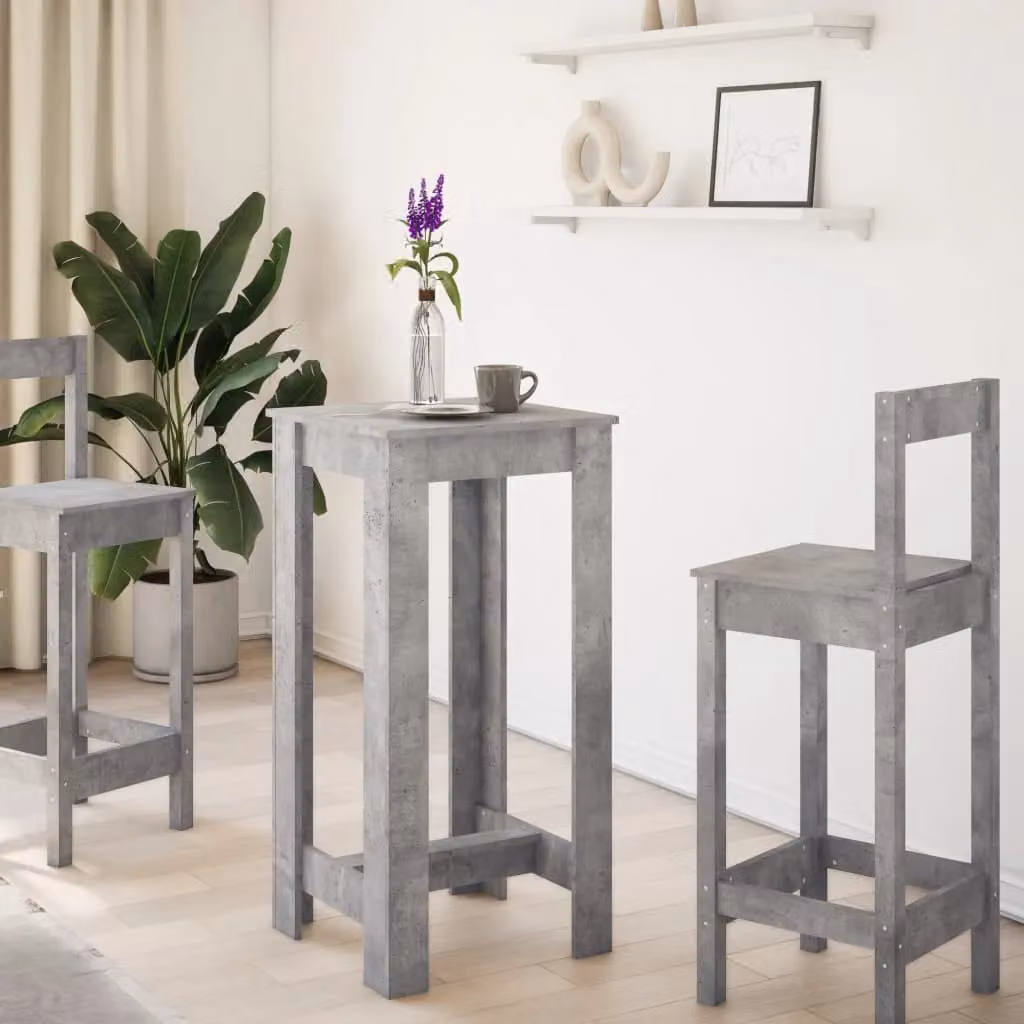 Berkfield Home Bar Table in Concrete Grey, W/D/H: 51 x 50 x 103.5 cm – 2
