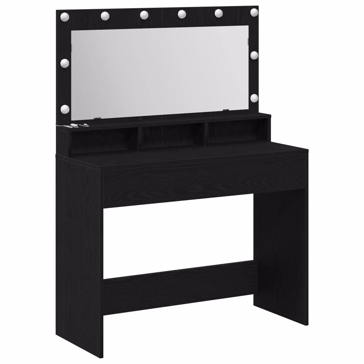 Berkfield Home Hollywood LED Makeup Table in Black Oak, W: 100 cm, D: 41 cm, H: 135 cm – 2