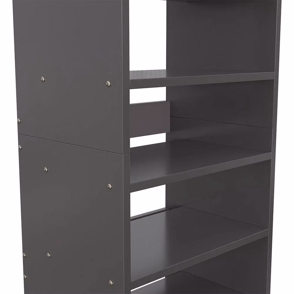 PAWNORA 6 Tier Wooden Shoe Storage Cabinet in Grey, W/D/H: 42 x 26 x 88 cm – 4